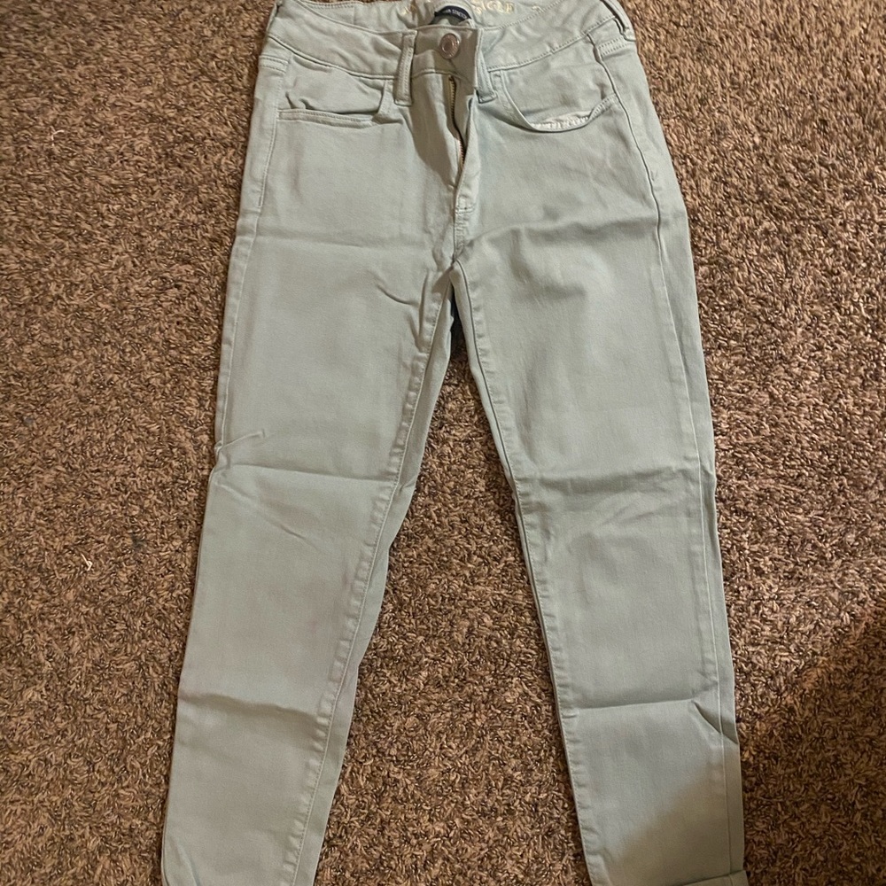 Light blue AE skinny jeans